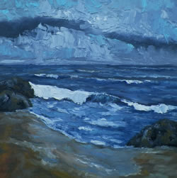 Moonlight Crashing Waves Original Oil Painting