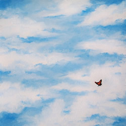 Butterfly in the Clouds Original Oil Painting