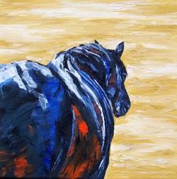 Lone Dark Horse Original Oil Painting