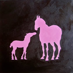 Foal and Mare Original Oil Painting