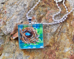 Bird's Nest Handpainted Necklace