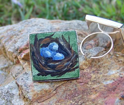 Bird Nest Handpainted Necklace